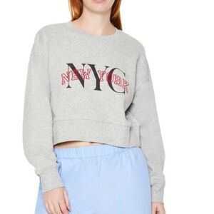 NWT Forever 21 cropped New York grey sweatshirt M